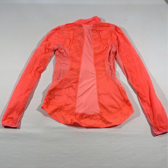 Lululemon Nothing to Hide Jacket Hot Orange Rain Jacket Zip Windbreaker Sz 6 - Picture 12 of 15